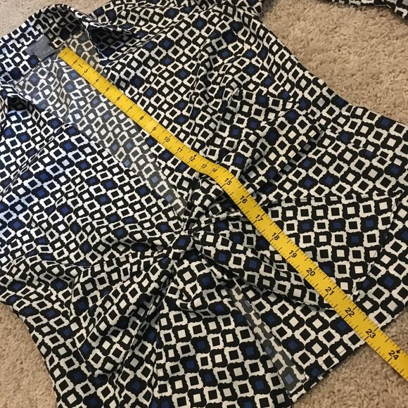 Ann Taylor Designer Ogee Print Tie Hem Dress Shirt - Picture 15 of 16